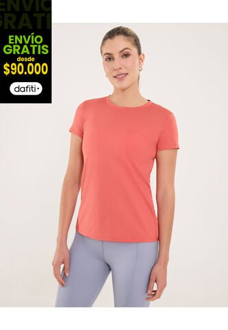 Camiseta Para Mujer Manga Corta Cuello Redondo Color Coral Marca Ostu #40092516 Ostu