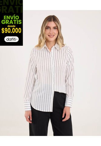 Camisa Para Mujer Manga Larga Color Blanco Marca Ostu #40010320 Ostu