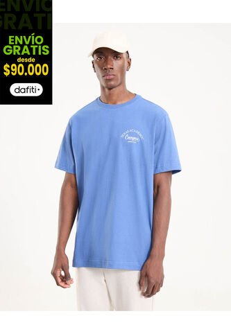 Camiseta Para Hombre Manga Corta Cuello Redondo Color Azul Marca Ostu #60091698 Ostu