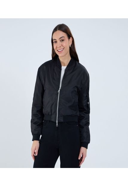 Chaqueta Para Mujer Bomber Color Negro Marca Ostu #40080217