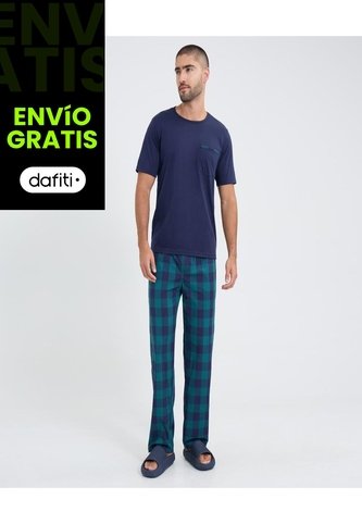 Pijama Para Hombre M/C P/L Color Verde Marca Ostu #60040193 Ostu