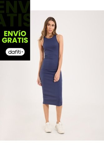 Vestido Para Mujer M/Sisa Largo Color Azul  Marca Ostu #40170300 Ostu