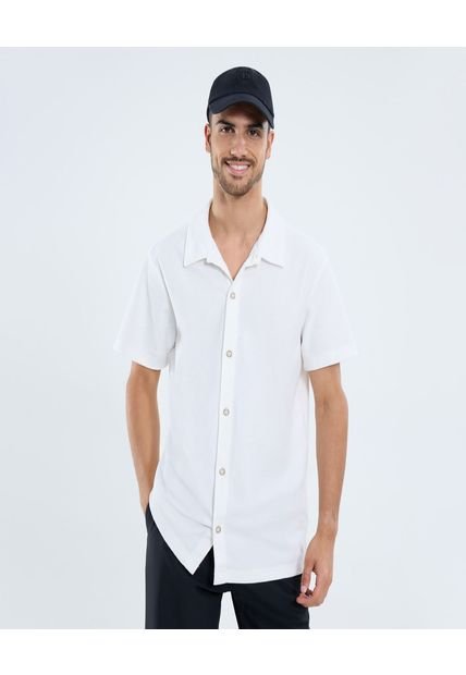 Camisa Para Hombre Sobrecamisa Manga Corta Color Crema Marca Ostu #60010833