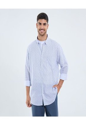 Camisa Para Hombre Manga Larga Con Bolsillo Cuello Button D Color Blanco Marca Ostu #60010806