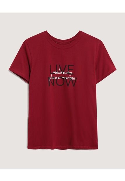 Camiseta  Para Mujer Manga Corta Cuello Redondo Color Vino Marca Ostu #40092845
