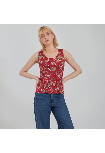 Top Para Mujer Cuello Redondo Color Rojo Marca Ostu #40220293