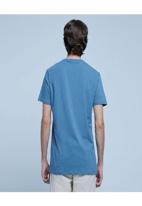 Camiseta Para Hombre Manga Corta Cuello Henley Color Indigo Marca Ostu #60091179