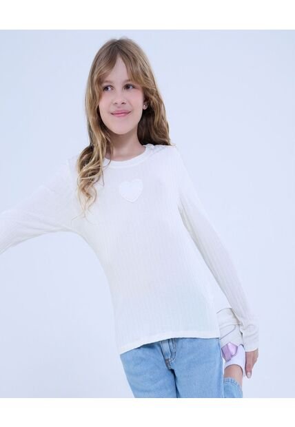 Camiseta Para Niña Manga Larga Cuello Redondo Color Crema Marca Ostu #90090258