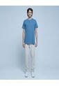 Camiseta Para Hombre Manga Corta Cuello Henley Color Indigo Marca Ostu #60091179 de Ostu