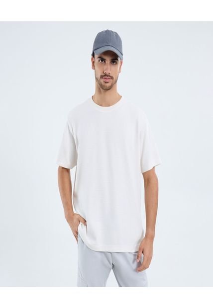 Camiseta Para Hombre Manga Corta Cuello Redondo Color Crema Marca Ostu #60091641