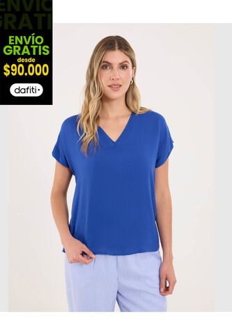 Blusa Para Mujer Manga Corta Color Azul Marca Ostu #40121182 Ostu