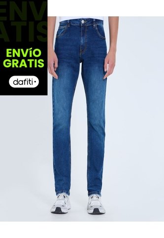Jean Para Hombre Slim Color Azul Medio Marca Ostu #60160408 Ostu