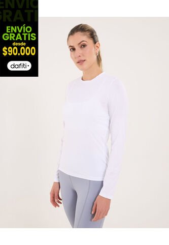 Camiseta Para Mujer Manga Larga Cuello Redondo Color Blanco Marca Ostu #40092378 Ostu