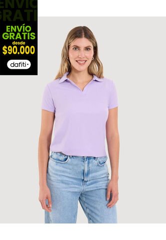 Polo Para Mujer Manga Corta Color Lila Marca Ostu #40110180 Ostu