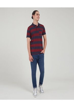 Polo Para Hombre Cuello Tejido Con Bolsillo Color Vino Marca Ostu #60110539