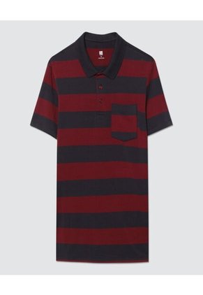 Polo Para Hombre Cuello Tejido Con Bolsillo Color Vino Marca Ostu #60110539