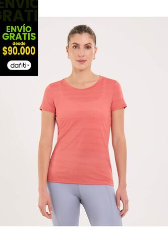 Camiseta Para Mujer Manga Corta Cuello Redondo Color Coral Marca Ostu #40092541 Ostu