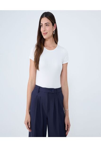 Body Para Mujer Manga Corta Color Hueso Marca Ostu #40200165