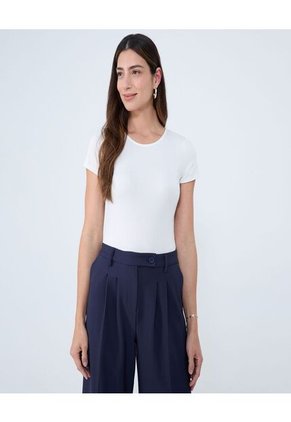 Body Para Mujer Manga Corta Color Hueso Marca Ostu #40200165