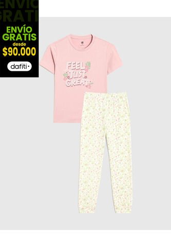 Pijama Infantil Niña M/C P/L Color Crema Marca Ostu #90040079 Ostu