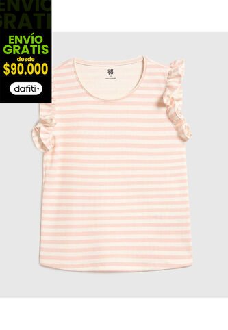 Camiseta Infantil Niña Manga Sisa Cuello Redondo Color Rosado Marca Ostu #90090301 Ostu