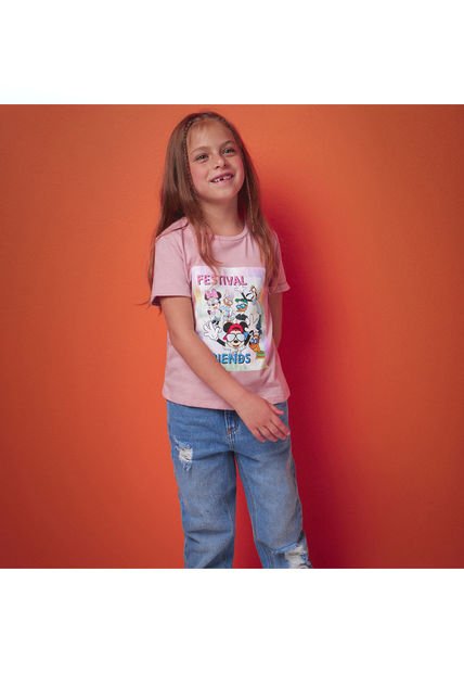 Camiseta Para Niña Manga Corta Color Rosado  Marca Ostu #90090153