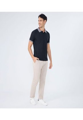 Polo Para Hombre Cuello Tejido Sin Bolsillo Color Negro Marca Ostu #60110751