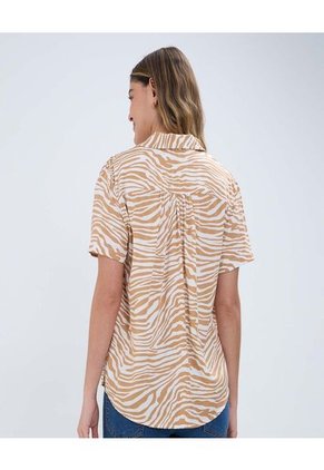 Blusa Para Mujer Manga Corta Color Café Marca Ostu #40120901