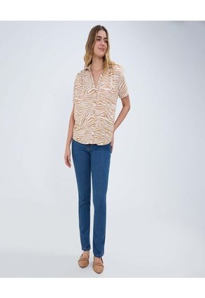 Blusa Para Mujer Manga Corta Color Café Marca Ostu #40120901