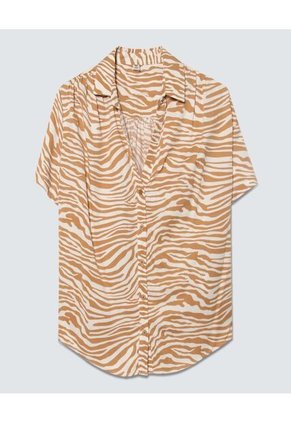 Blusa Para Mujer Manga Corta Color Café Marca Ostu #40120901