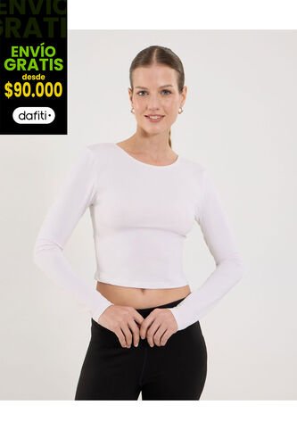 Camiseta Para Mujer Manga Larga Cuello Redondo Color Gris Marca Ostu #40092553 Ostu