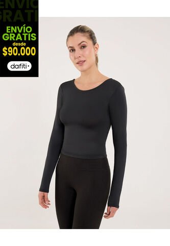 Camiseta Para Mujer Manga Larga Cuello Redondo Color Negro Marca Ostu #40092552 Ostu