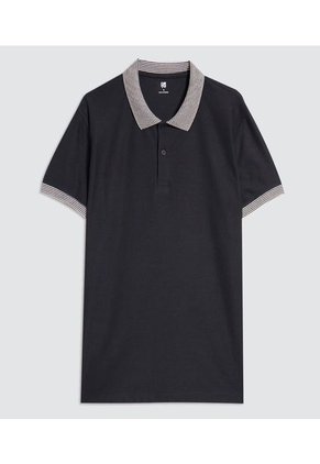 Polo Para Hombre Cuello Tejido Sin Bolsillo Color Negro Marca Ostu #60110751