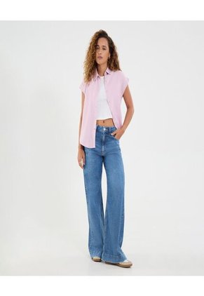 Jean Para Mujer Wide-Leg Color Azul Marca Ostu #40160579