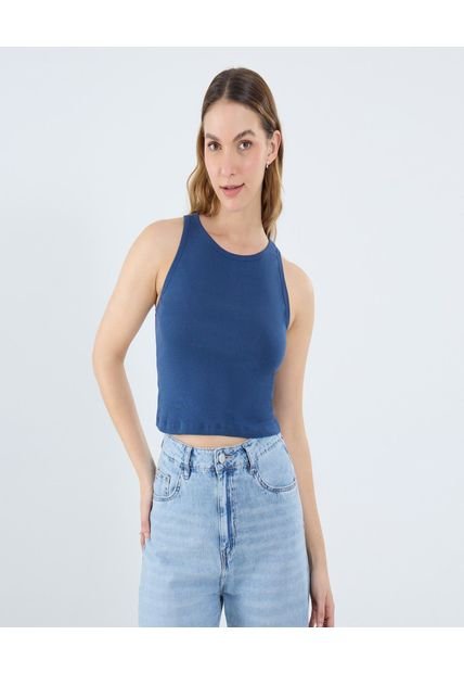 Camiseta Para Mujer Crop Top Manga Sisa Color Azul Marca Ostu #40092432