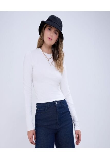 Camiseta Para Mujer Manga Larga Color Crema Marca Ostu #40092253