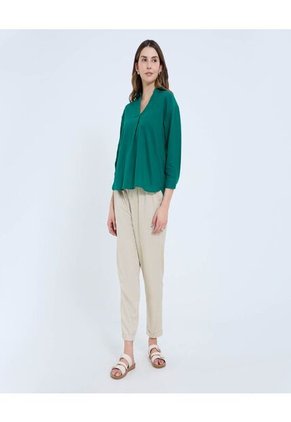 Camisa Para Mujer Manga 3/4 Color Verde Marca Ostu #40010298