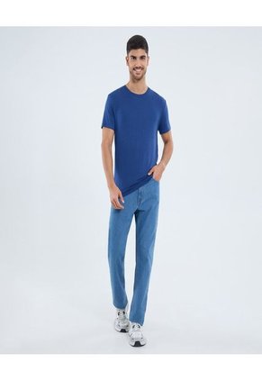 Camiseta Para Hombre Manga Corta Cuello Redondo Color Azul Marca Ostu #60091652