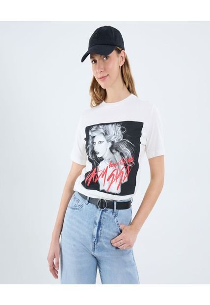 Camiseta Para Mujer Manga Corta Cuello Redondo Color Crema Marca Ostu #40092481