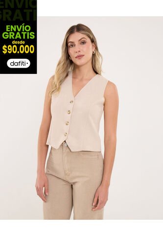 Chaleco Para Mujer Plano Color Arena Marca Ostu #40250027 Ostu