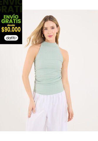 Camiseta Para Mujer Manga Sisa Cuello Alto Color Verde Marca Ostu #40092620 Ostu