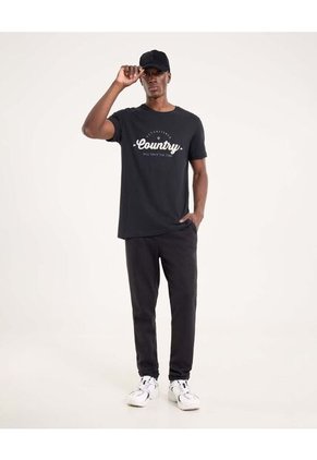 Camiseta Para Hombre Manga Corta Cuello Redondo Color Negro Marca Ostu #60091707