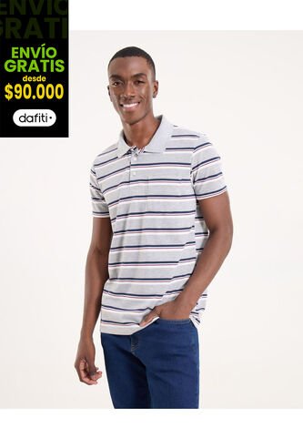 Polo Para Hombre Cuello Tejido Con Bolsillo Color Gris Marca Ostu #60110800 Ostu