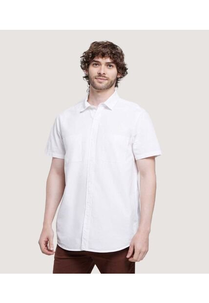 Camisa Para Hombre Manga Corta Con Bolsillo Color Blanco Marca Ostu #60010675