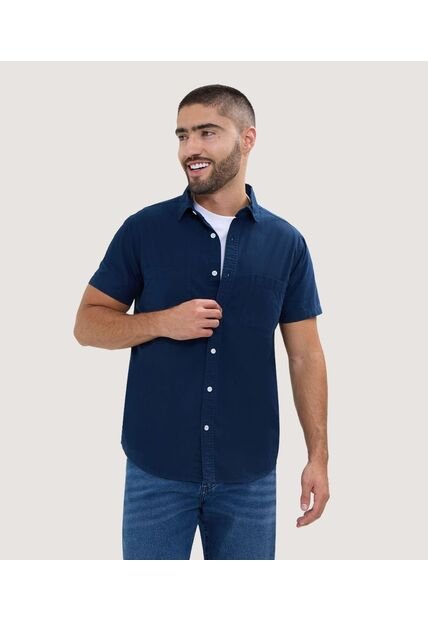 Camisa Para Hombre Manga Corta Con Bolsillo Color Azul  Marca Ostu #60010675