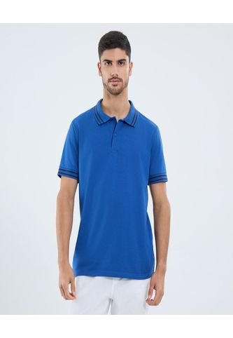 Polo Para Hombre Cuello Tejido Sin Bolsillo Color Azul Marca Ostu #60110769 Ostu