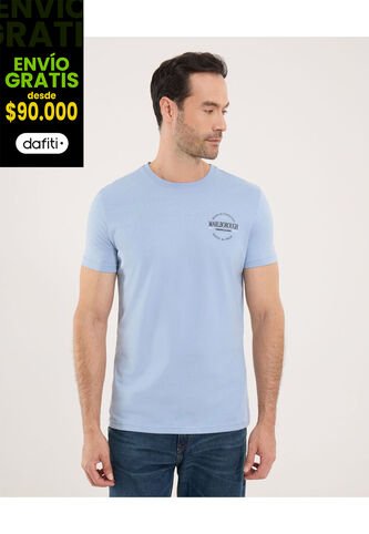 Camiseta Para Hombre Manga Corta Cuello Redondo Color Azul Marca Ostu #60091708 Ostu