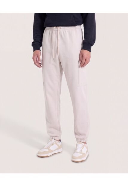 Jogger Con Bolsillos Cargo  Para Hombre Beige Ostu