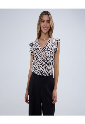 Blusa Para Mujer Manga Corta Color Crema Marca Ostu #40121041