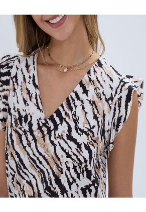 Blusa Para Mujer Manga Corta Color Crema Marca Ostu #40121041